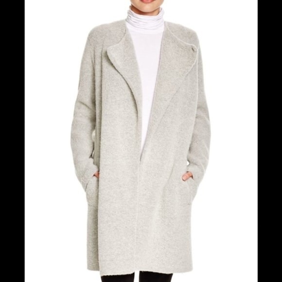 Theory Nyma K Vela Gray Wool Blend Textured Car Jacket Sweater Coat Size Medium - Picture 1 of 10